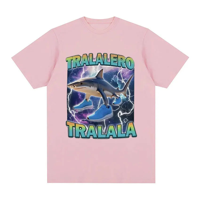 Limited Edition Tralalero Meme Graphic T-Shirt – Funny Running Shark Vintage Cotton Tee for Men & Women