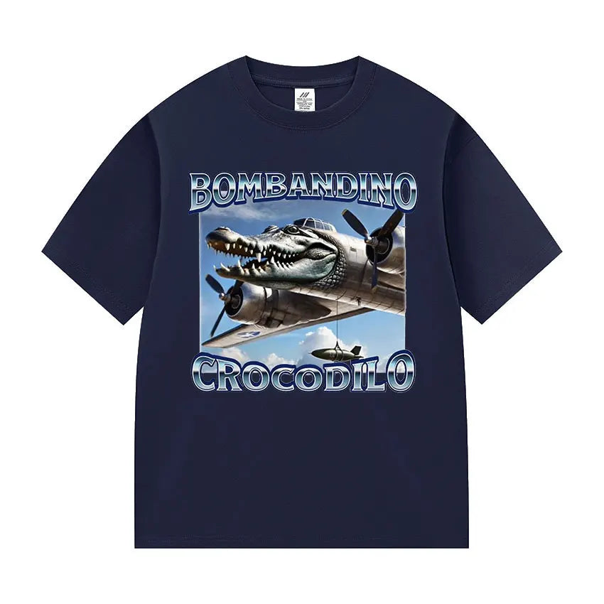 Bombardiro Crocodile Funny Meme T-Shirt – Vintage Oversized Unisex Cotton Tee