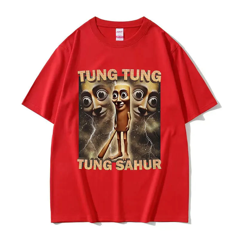 Tung Tung Sahur Funny Baseball Meme T-Shirt – Men's Retro Cotton Tee, High-Quality Casual Short Sleeve