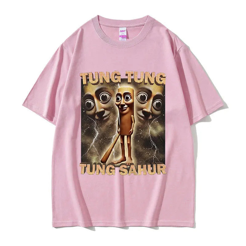 Tung Tung Sahur Funny Baseball Meme T-Shirt – Men's Retro Cotton Tee, High-Quality Casual Short Sleeve