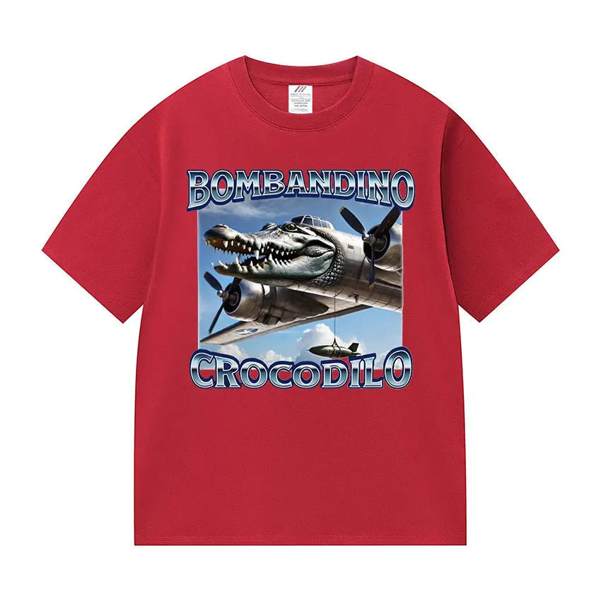 Bombardiro Crocodile Funny Meme T-Shirt – Vintage Oversized Unisex Cotton Tee