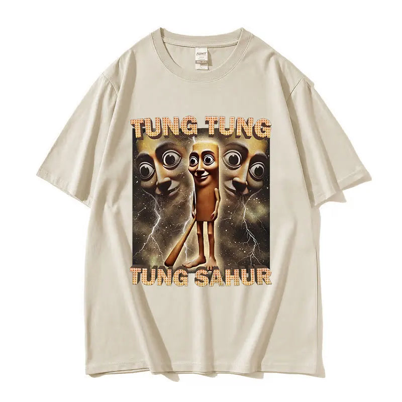 Tung Tung Sahur Funny Baseball Meme T-Shirt – Men's Retro Cotton Tee, High-Quality Casual Short Sleeve