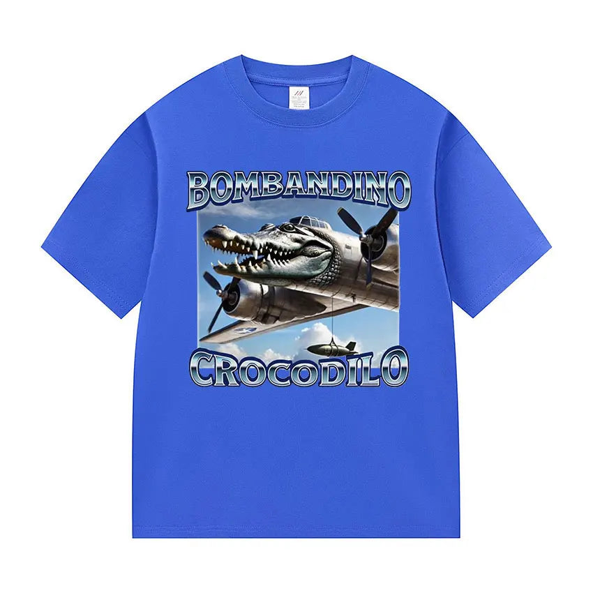 Bombardiro Crocodile Funny Meme T-Shirt – Vintage Oversized Unisex Cotton Tee