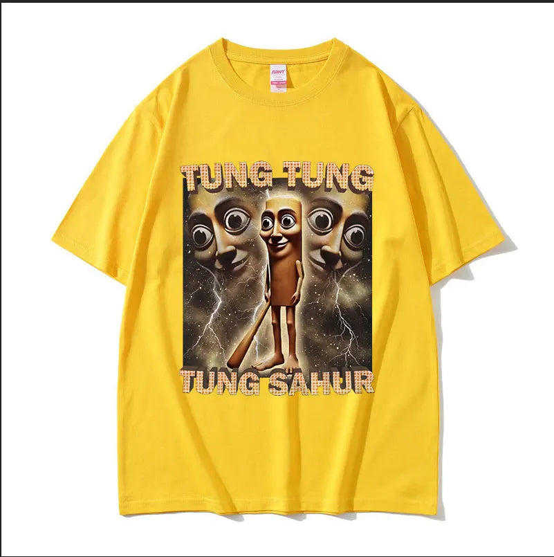 Tung Tung Sahur Funny Baseball Meme T-Shirt – Men's Retro Cotton Tee, High-Quality Casual Short Sleeve