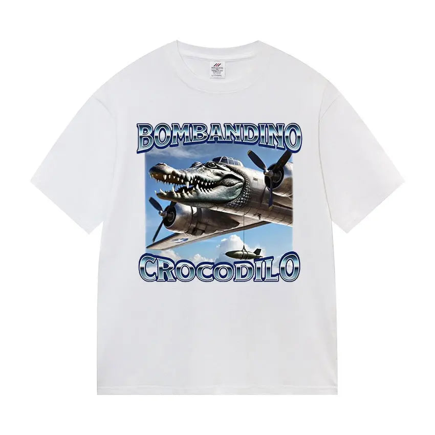 Bombardiro Crocodile Funny Meme T-Shirt – Vintage Oversized Unisex Cotton Tee