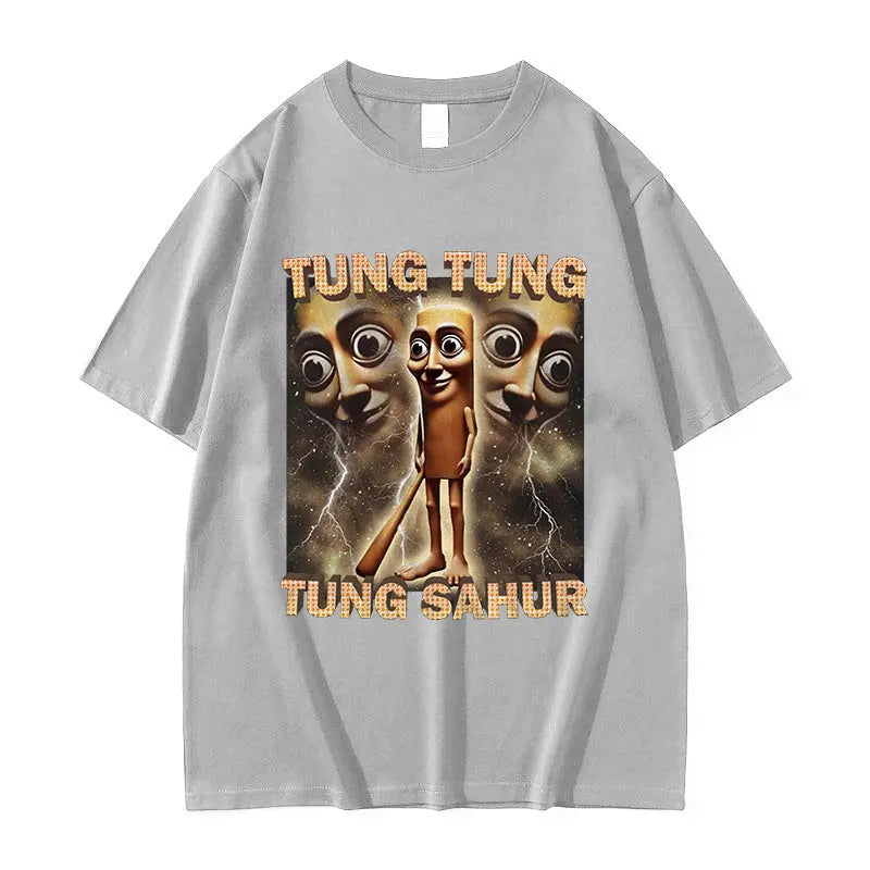Tung Tung Sahur Funny Baseball Meme T-Shirt – Men's Retro Cotton Tee, High-Quality Casual Short Sleeve