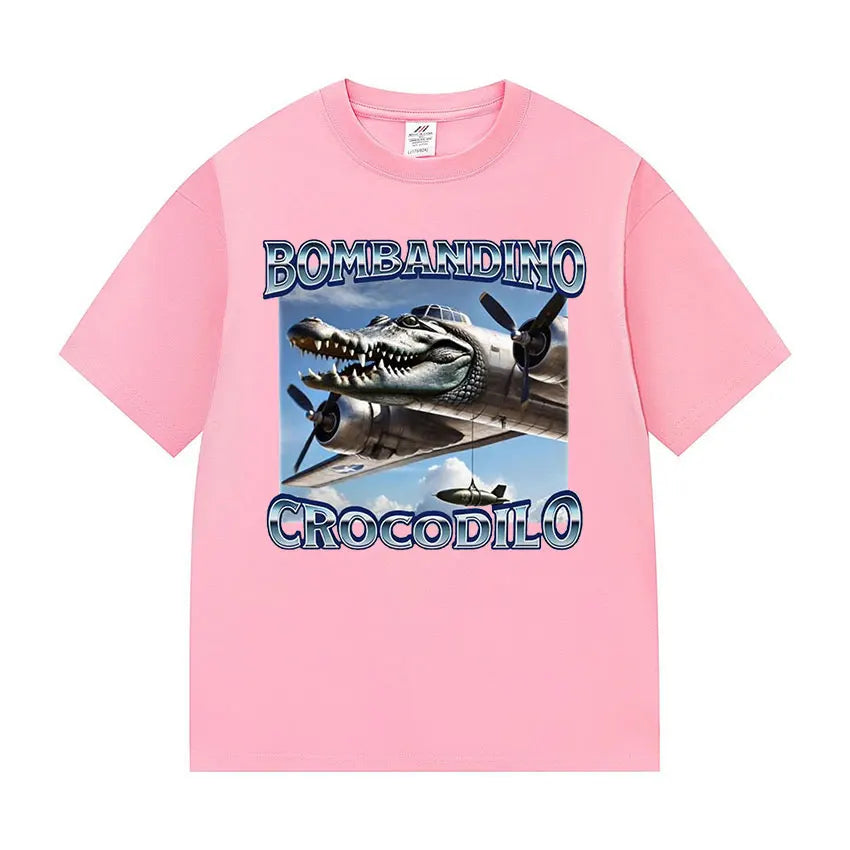 Bombardiro Crocodile Funny Meme T-Shirt – Vintage Oversized Unisex Cotton Tee