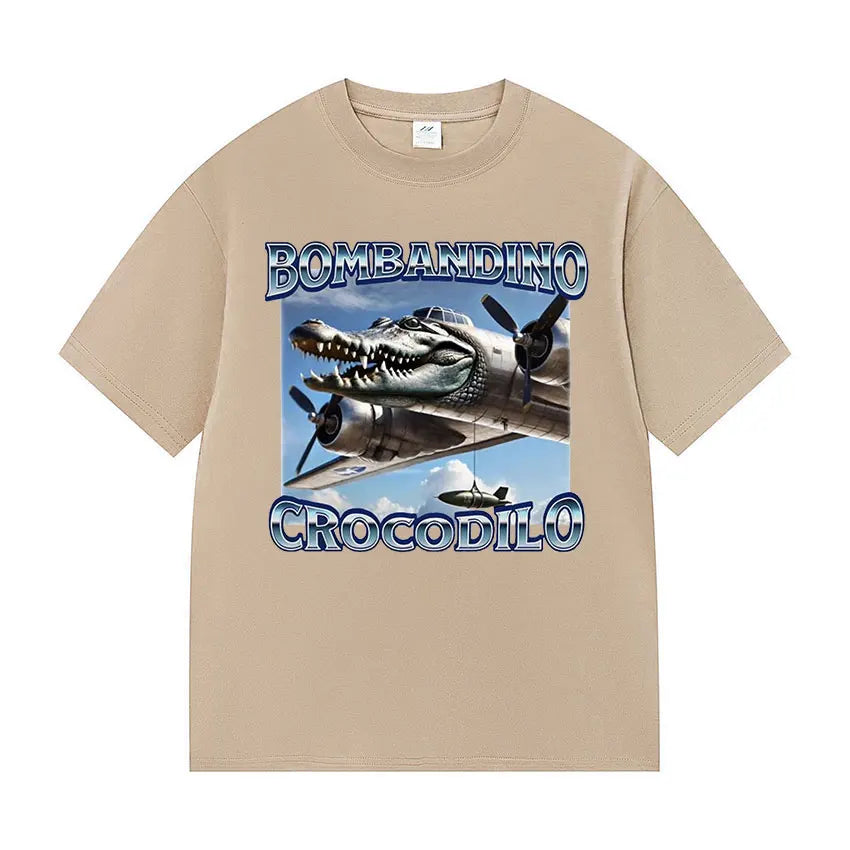 Bombardiro Crocodile Funny Meme T-Shirt – Vintage Oversized Unisex Cotton Tee