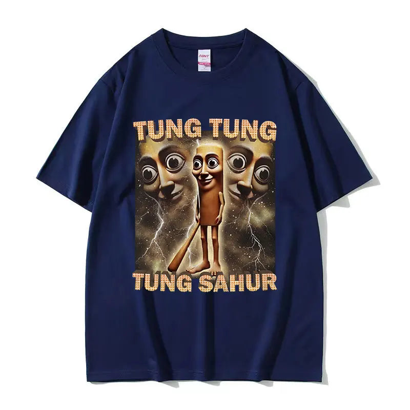 Tung Tung Sahur Funny Baseball Meme T-Shirt – Men's Retro Cotton Tee, High-Quality Casual Short Sleeve