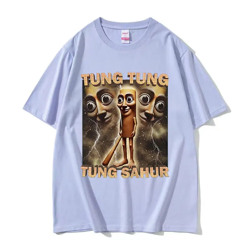 Tung Tung Sahur Funny Baseball Meme T-Shirt – Men's Retro Cotton Tee, High-Quality Casual Short Sleeve