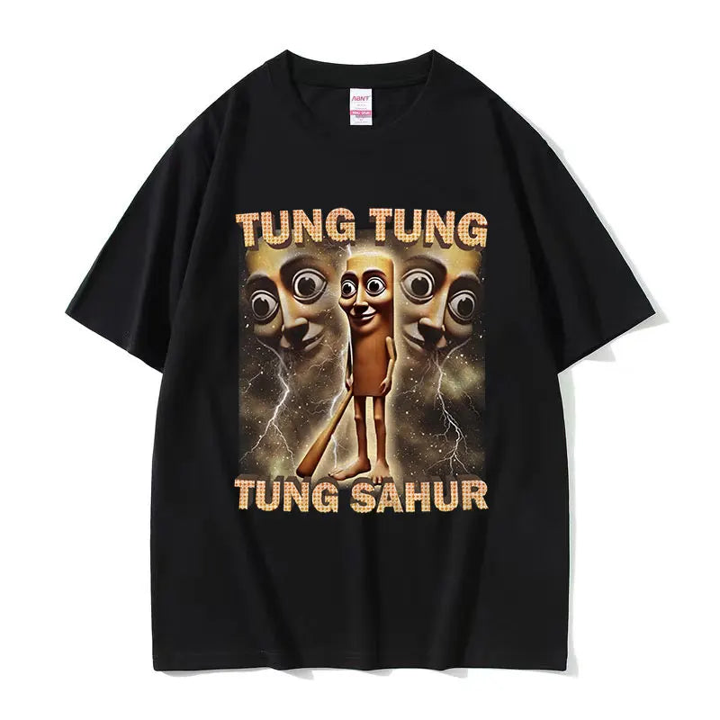 Tung Tung Sahur Funny Baseball Meme T-Shirt – Men's Retro Cotton Tee, High-Quality Casual Short Sleeve