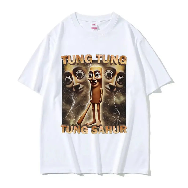 Tung Tung Sahur Funny Baseball Meme T-Shirt – Men's Retro Cotton Tee, High-Quality Casual Short Sleeve