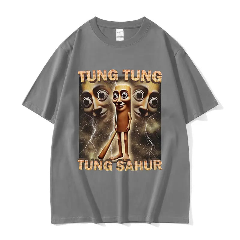 Tung Tung Sahur Funny Baseball Meme T-Shirt – Men's Retro Cotton Tee, High-Quality Casual Short Sleeve
